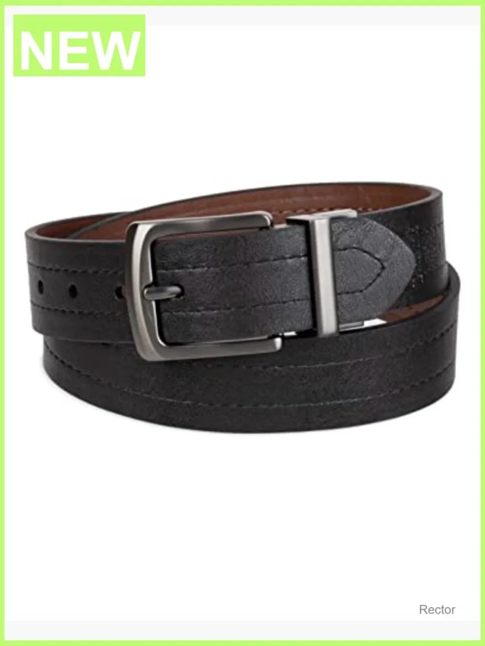 Reversible Casual Belt with Square Buckle for Men